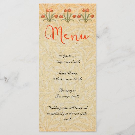 Trouwreceptie Menu Vintage (Voorkant)