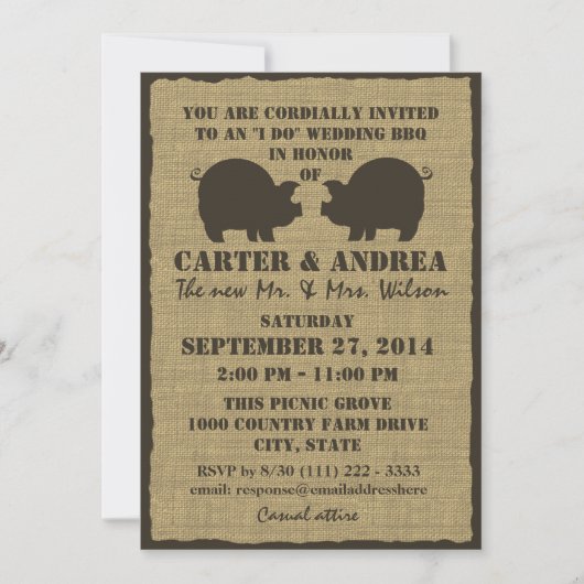 Trouwreceptie met BBQ Kaart (Voorkant)