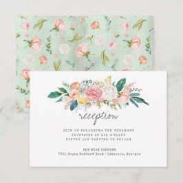 Trouwreceptie met bloemendecor in zomerse stijl kaart