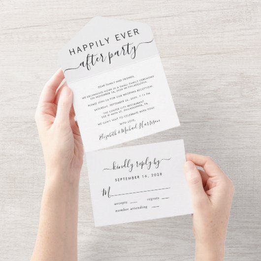 Trouwreceptie met Happily Ever After All In One Uitnodiging (Afscheurbaar)