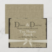 Trouwreceptie met jute en strik informatiekaartje (Voorkant / Achterkant)