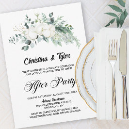 Trouwreceptie met katoenbloem en eucalyptus kaart