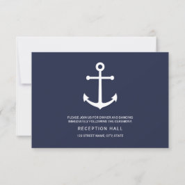 Trouwreceptie met marineblauw anker en nautisch th kaart