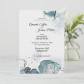 Trouwreceptie met Teal Watercolor Sketch Kaart (Staand voorkant)