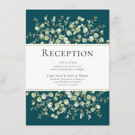 Trouwreceptie met Turkoois Eucalyptus Informatiekaartje