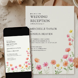 Trouwreceptie met wilde bloemen Roze oranje bloems Kaart