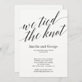 Trouwreceptie Modern Script 'We Tied The Knot' Kaart (Voorkant / Achterkant)