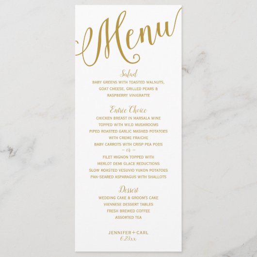 Trouwreceptie | Moderne typografie (Goud) Menu (Voorkant)