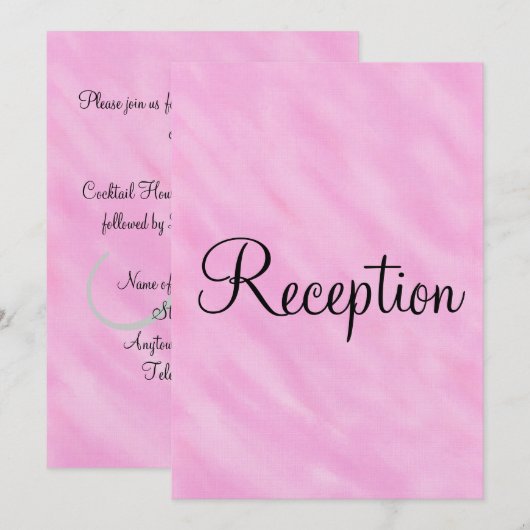 Trouwreceptie Monogram in Roze Waterverf Blozend Kaart (Voorkant / Achterkant)