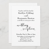 Trouwreceptie Mooie Scriptie Zwart Wit Eenvoudig Kaart (Voorkant / Achterkant)