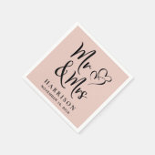 Trouwreceptie Mr. Mevrouw Stof Roze Servet (Hoek)