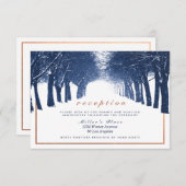 Trouwreceptie op de Navy Copper Winter Trees Avenu Informatiekaartje (Voorkant / Achterkant)