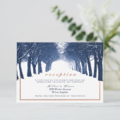Trouwreceptie op de Navy Copper Winter Trees Avenu Informatiekaartje (Staand voorkant)