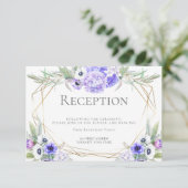 Trouwreceptie | Paarse Anemoon Bloemenboeket Kaart (Staand voorkant)