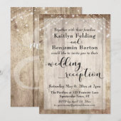 Trouwreceptie "Pale Rustic Wood and Lights" alleen Kaart (Voorkant / Achterkant)