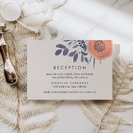 Trouwreceptie Peach Poppies Informatiekaartje