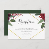 Trouwreceptie | Rijk Burgundy Marsala Bloemstuk Informatiekaartje (Voorkant / Achterkant)