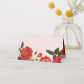 TROUWRECEPTIE  rode rozen bloemenboeket Plaatskaartje (Voorkant)