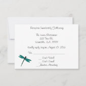 Trouwreceptie RSVP met Turkooise Libellen Kaart (Achterkant)