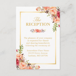 Trouwreceptie Rustiek Goud Oranje Bloem Chic Informatiekaartje