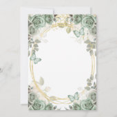 Trouwreceptie Sage Green Gold Crown Butterfly Kaart (Achterkant)