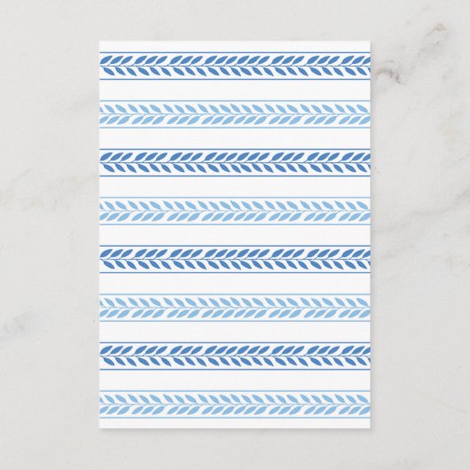 Trouwreceptie Santorini Griekenland Blauw Grieks Informatiekaartje (Achterkant)