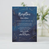 Trouwreceptie Sterrenbeelden Navy Goud Informatiekaartje (Staand voorkant)