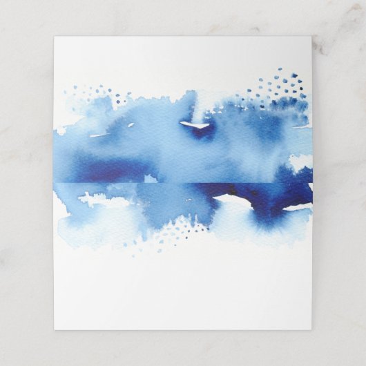 TROUWRECEPTIE stijlvolle waterverf splash blauw Plaatskaartje (Buitenkant ongevouwen)