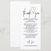 Trouwreceptie tafel Dank u plaats instelling Menu (Voorkant / Achterkant)