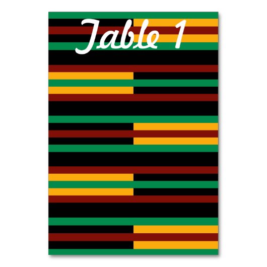 Trouwreceptie Tafel met Kente Strepen Kaart (Voorkant)