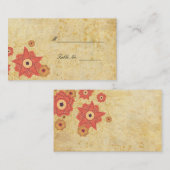 Trouwreceptie Tafelkaartjes met Vintage Bloemen Plaatskaartje (Voorkant / Achterkant)