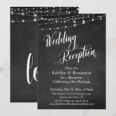 Trouwreceptie Typografie Krijtbord Lichtjes Kaart (Voorkant / Achterkant)