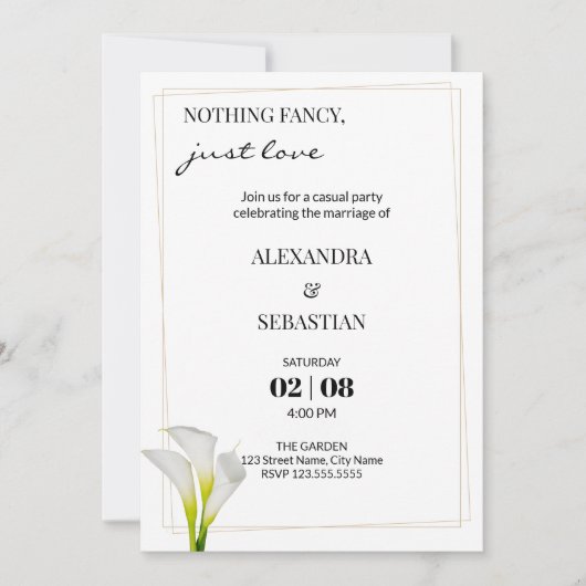 Trouwreceptie uitnodiging Calla Lily (Voorkant)