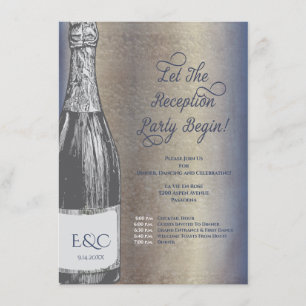 Trouwreceptie Uitnodiging Champagne Fles Informatiekaartje