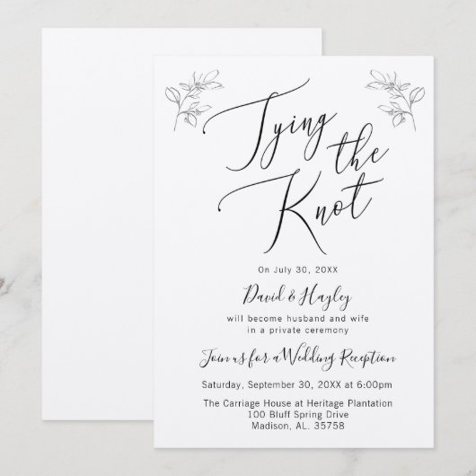 Trouwreceptie Uitnodiging 'De Knoop Doorhakken' (Voorkant / Achterkant)