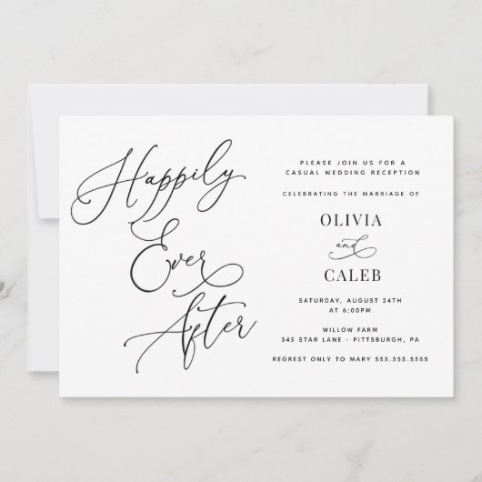 Trouwreceptie Uitnodiging 'Gelukkig tot het Einde  (Voorkant)