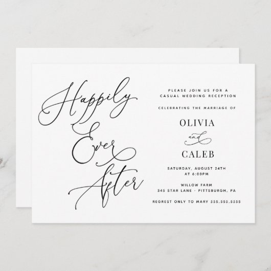 Trouwreceptie Uitnodiging 'Gelukkig tot het Einde (Voorkant / Achterkant)