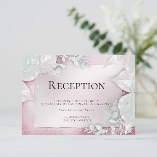 TROUWRECEPTIE | Uitnodiging met Bourgondië glans (Staand voorkant)