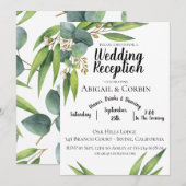 Trouwreceptie uitnodiging met eucalyptusblad (Voorkant / Achterkant)