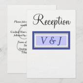 Trouwreceptie Uitnodiging Periwinkle Monogram (Voorkant / Achterkant)