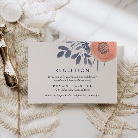 Trouwreceptie van Peach Poppies Informatiekaartje