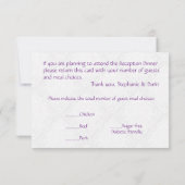 Trouwreceptie Vlinder Brokaat Paars RSVP Kaartje (Achterkant)