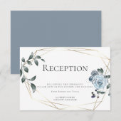 Trouwreceptie | Waterverf Stofblauwe Bloemen Informatiekaartje (Voorkant / Achterkant)