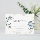 Trouwreceptie | Waterverf Stofblauwe Bloemen Informatiekaartje (Staand voorkant)