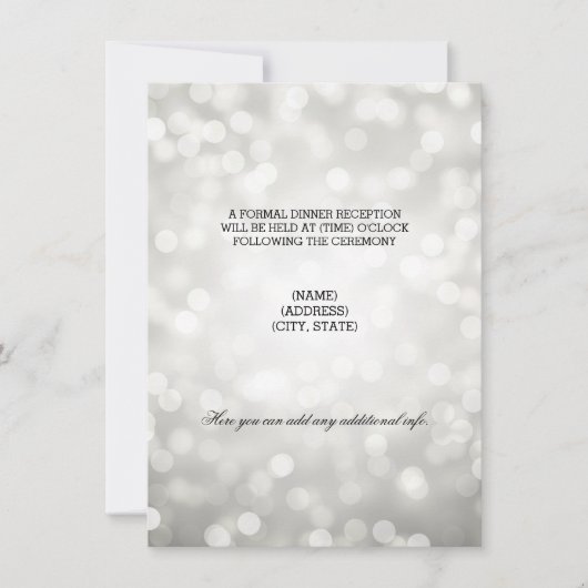 Trouwreceptie Zilveren Glitterlichten Kaart (Voorkant)