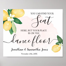 Trouwreceptie 'Zoek je plaats' borden met citroene Poster