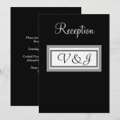 Trouwreceptie Zwart Wit Monogram Kaart (Voorkant / Achterkant)