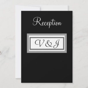 Trouwreceptie Zwart Wit Monogram Kaart