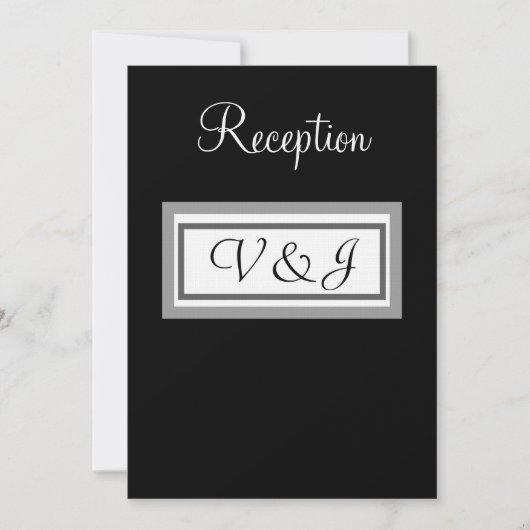 Trouwreceptie Zwart Wit Monogram Kaart (Voorkant)