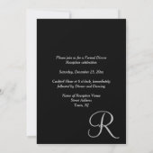 Trouwreceptie Zwart Wit Monogram Kaart (Achterkant)